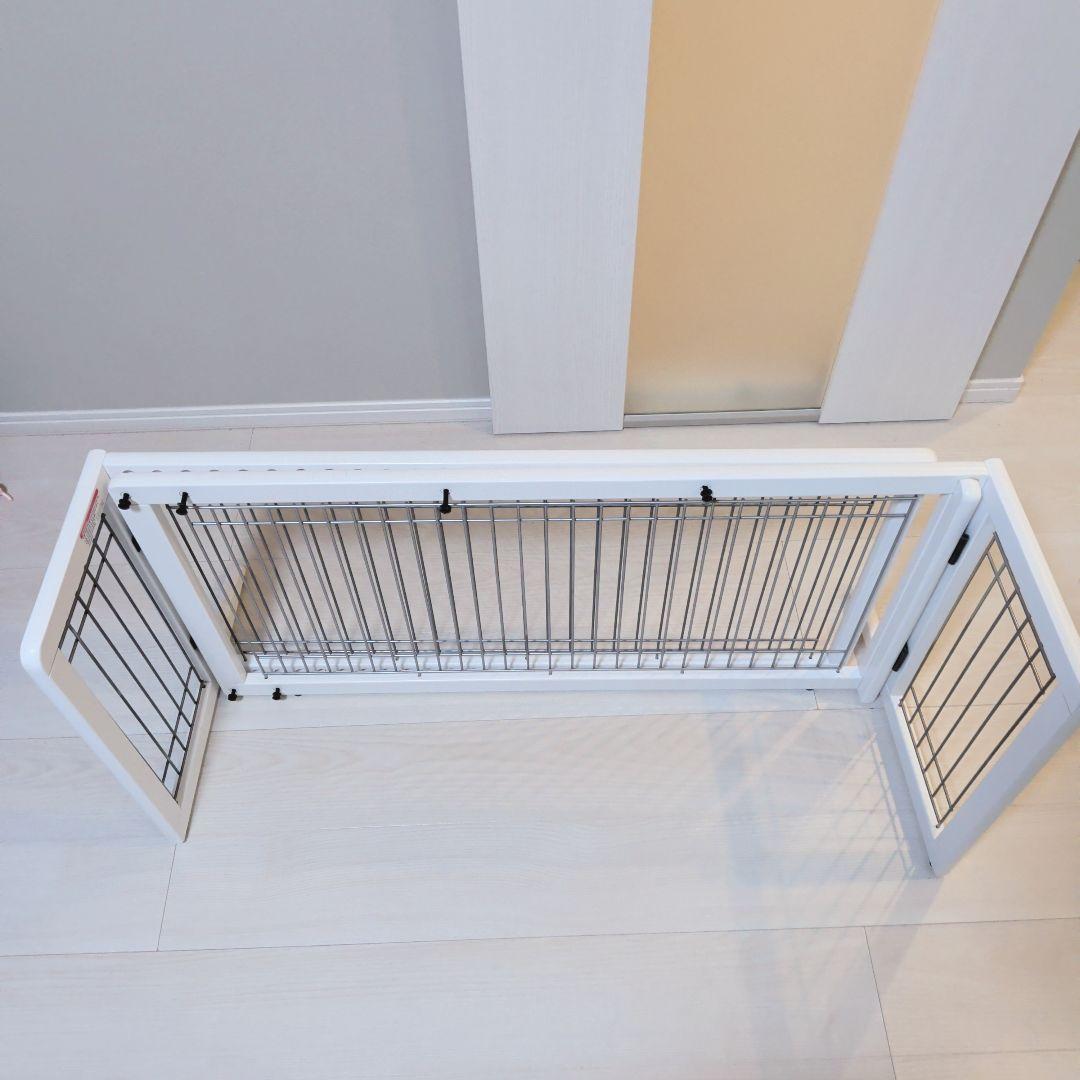 ペット用 木製おくだけゲート ホワイト　ワイド