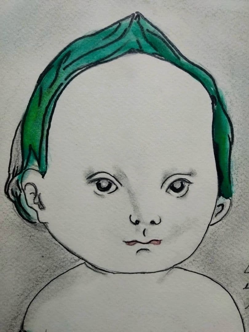 【F6号】藤田嗣治【猫を抱く少女】手描き/サイン・鑑定書有り/鉛筆/ペン/水彩