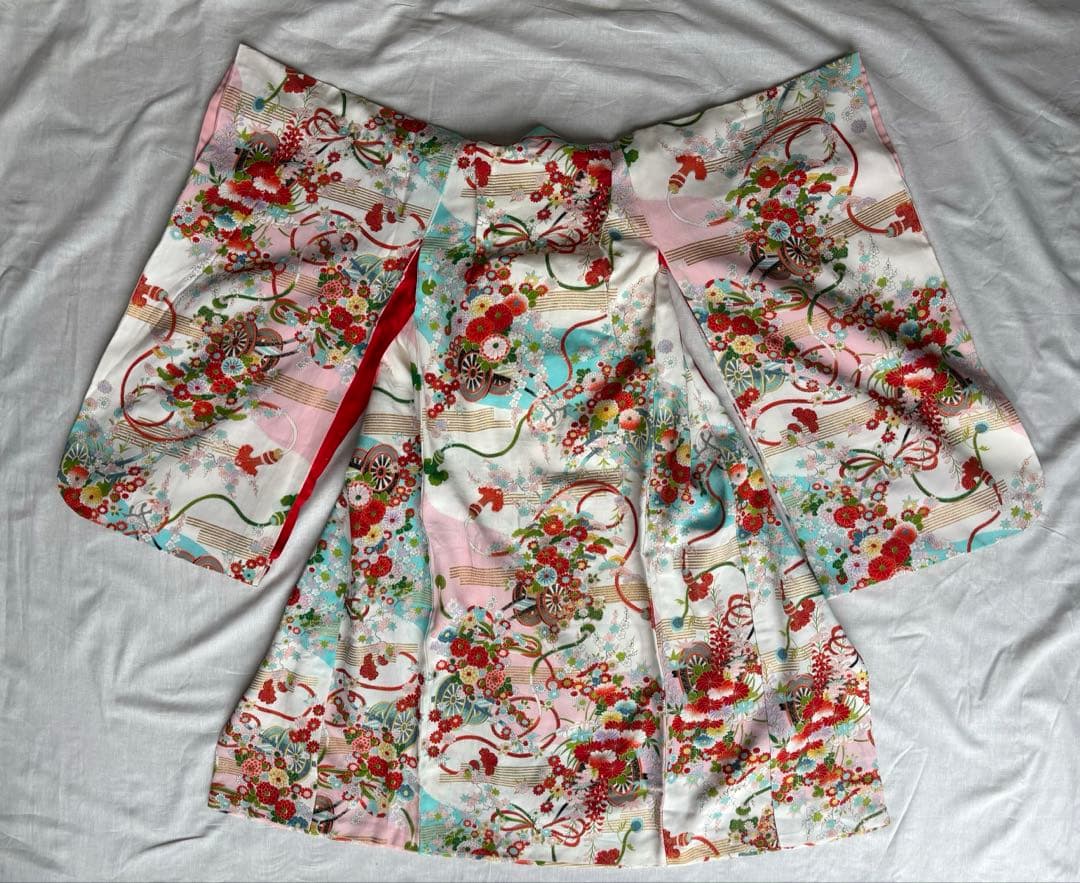 七五三 3歳 女の子 アンティーク着物 帯 エプロン被布 セット