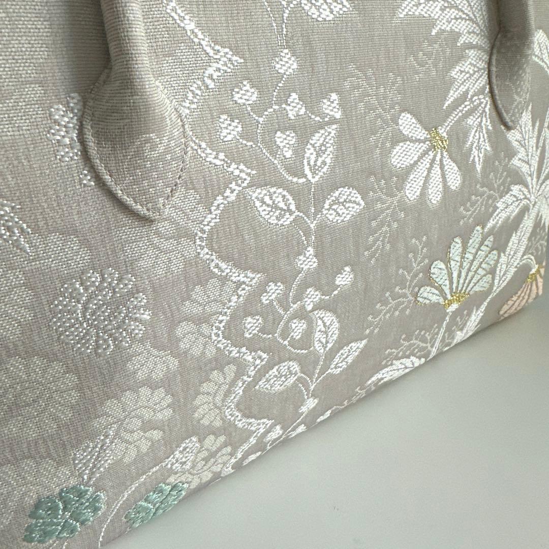 新品未使用品　京都 西陣織　弥栄織物　　　正絹帯地使用　利休バッグ　251212