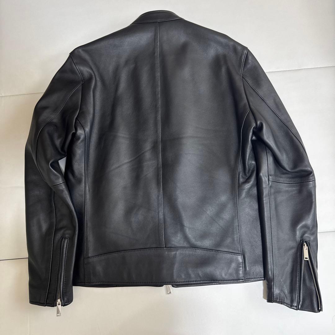 STUDIOUS ブラックレザーシングルライダースジャケット　サイズM〜L相当