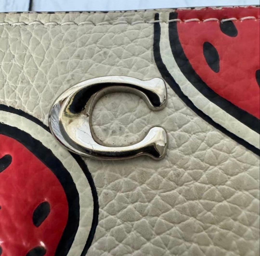 極美品　COACH コーチ　二つ折り財布　レザー