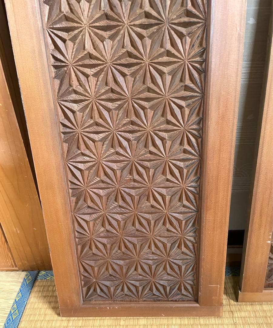 詳細不明 最高級 扉 戸 木材 希少 彫刻 古民具 アンティーク 明治 江戸
