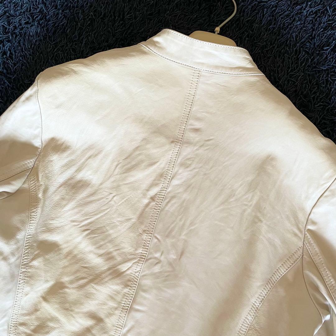 EMMETI アンドレア シングルライダースジャケット アイボリー 48