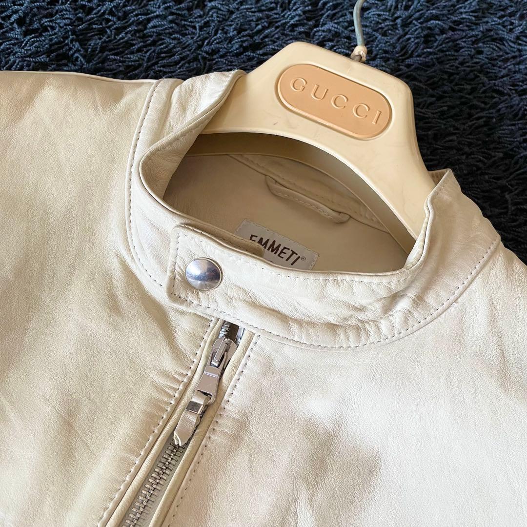 EMMETI アンドレア シングルライダースジャケット アイボリー 48