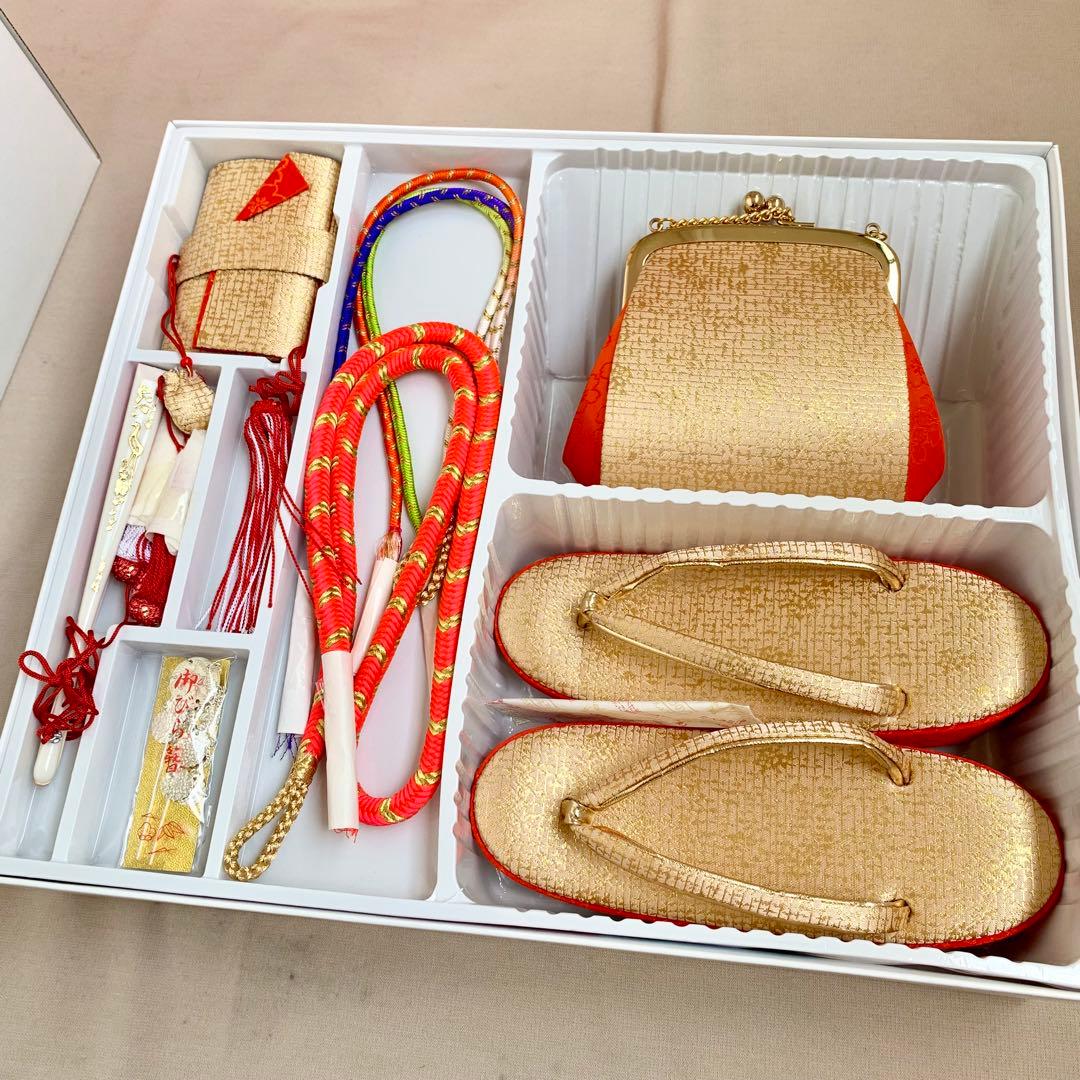 七五三 7歳 和装小物セット 作り帯 帯締め しごき 草履 バッグ ハコセコ