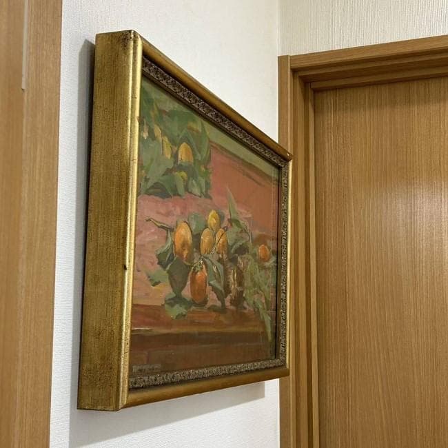 みかん　蜜柑 美術品　額装　油彩 絵画 油絵 サイズ約57.5×38×5cm