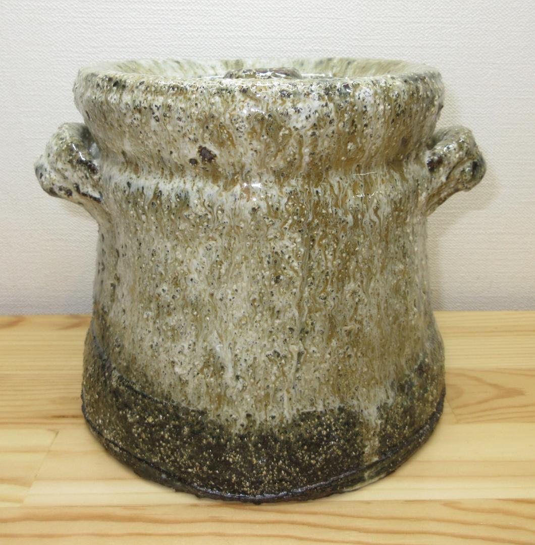 送料込【逢絢亭・新品】茶道具 水指 瀬戸焼 萩釉 窯変水指 耳付 味下隆司 共箱