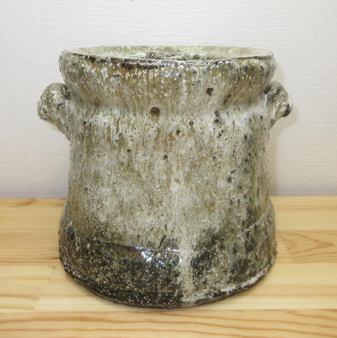 送料込【逢絢亭・新品】茶道具 水指 瀬戸焼 萩釉 窯変水指 耳付 味下隆司 共箱