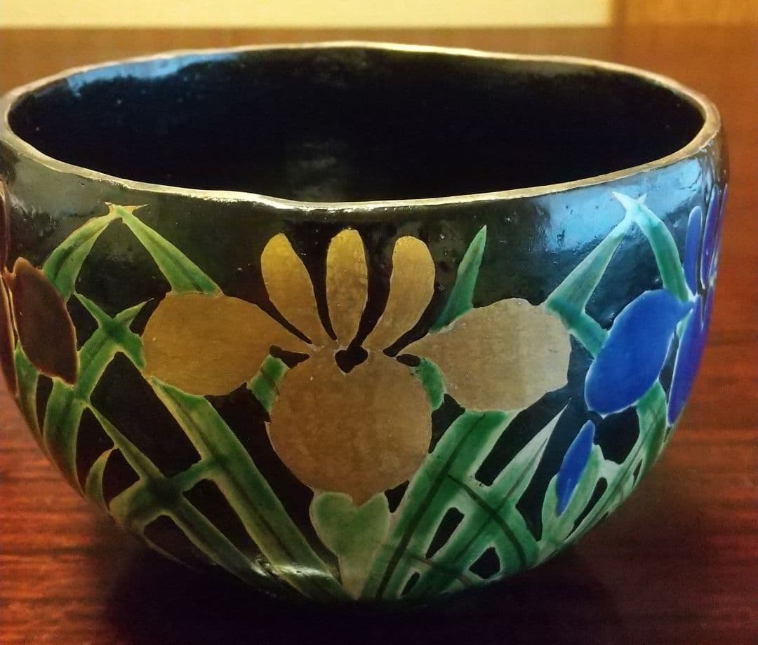 色絵かきつばた茶盌★八世乾山如仙造