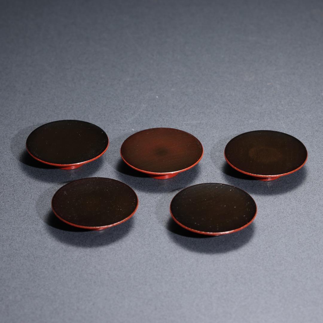 朱漆　箸洗　小吸物椀5客　表完　茶懐石　R1368お12