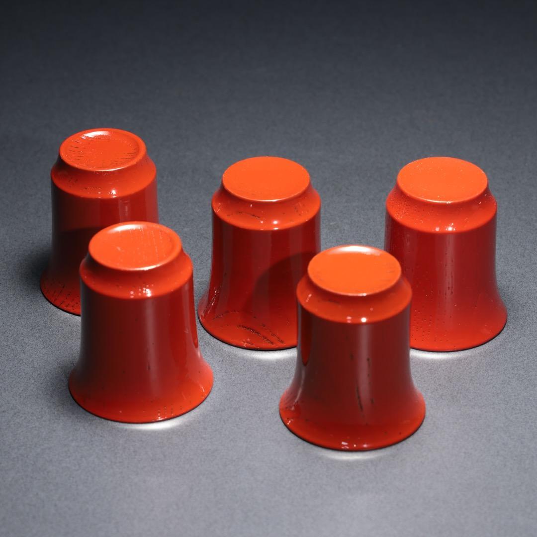 朱漆　箸洗　小吸物椀5客　表完　茶懐石　R1368お12