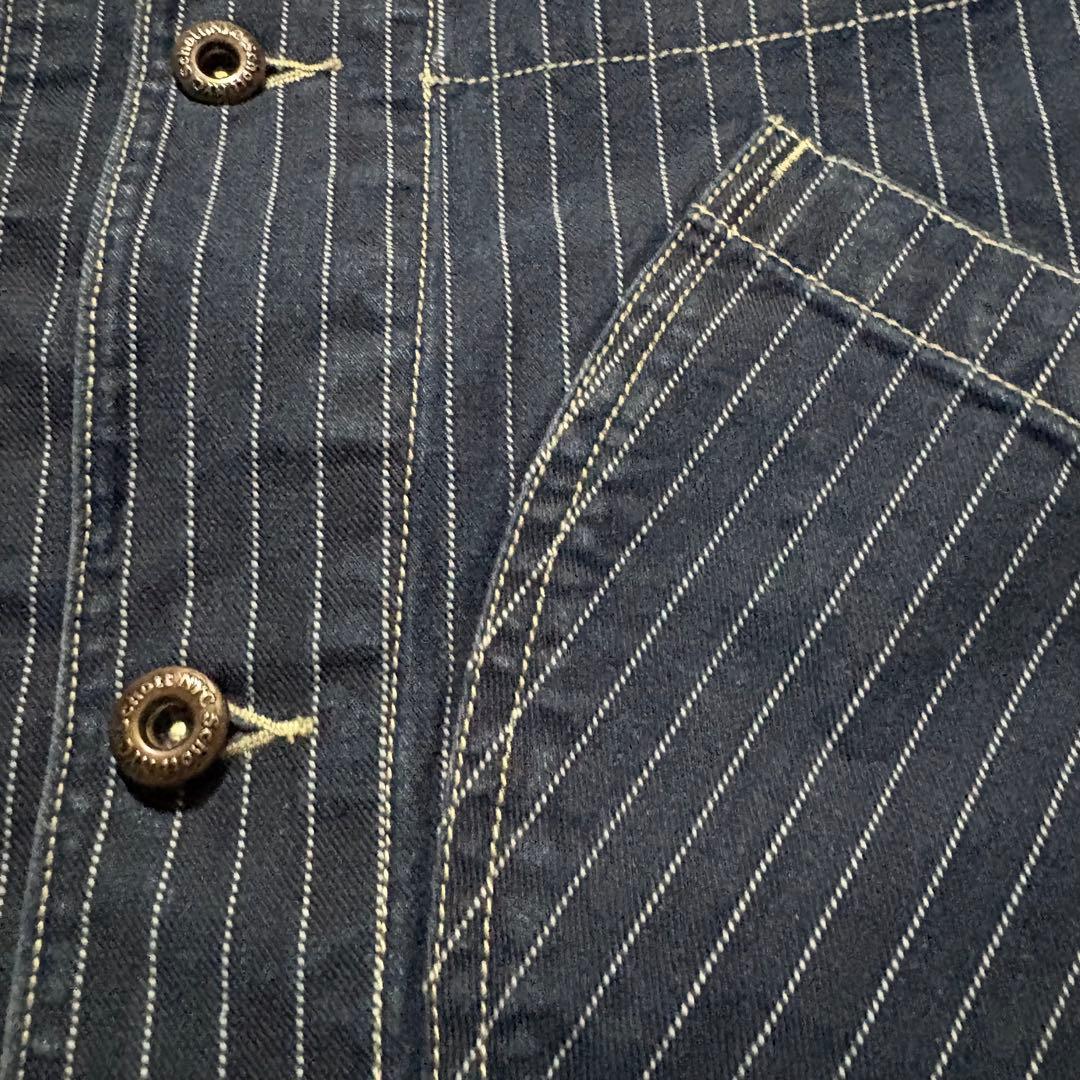 【美品】ショット　ヒッコリーベスト　L デニム　ベスト　ストライプ