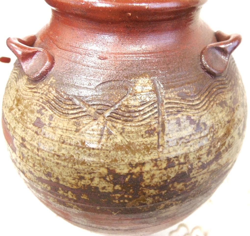 備前焼 古備前 三耳茶壺 花瓶 骨董 花器 フラワーベース 和風 置物