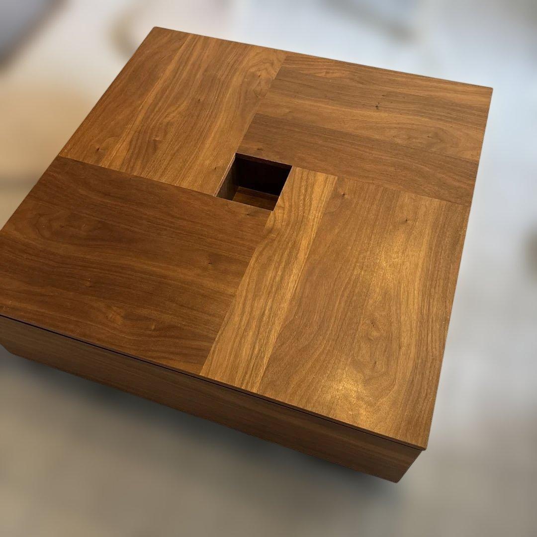 センターテーブル モダンな木製座卓（中央穴付き）