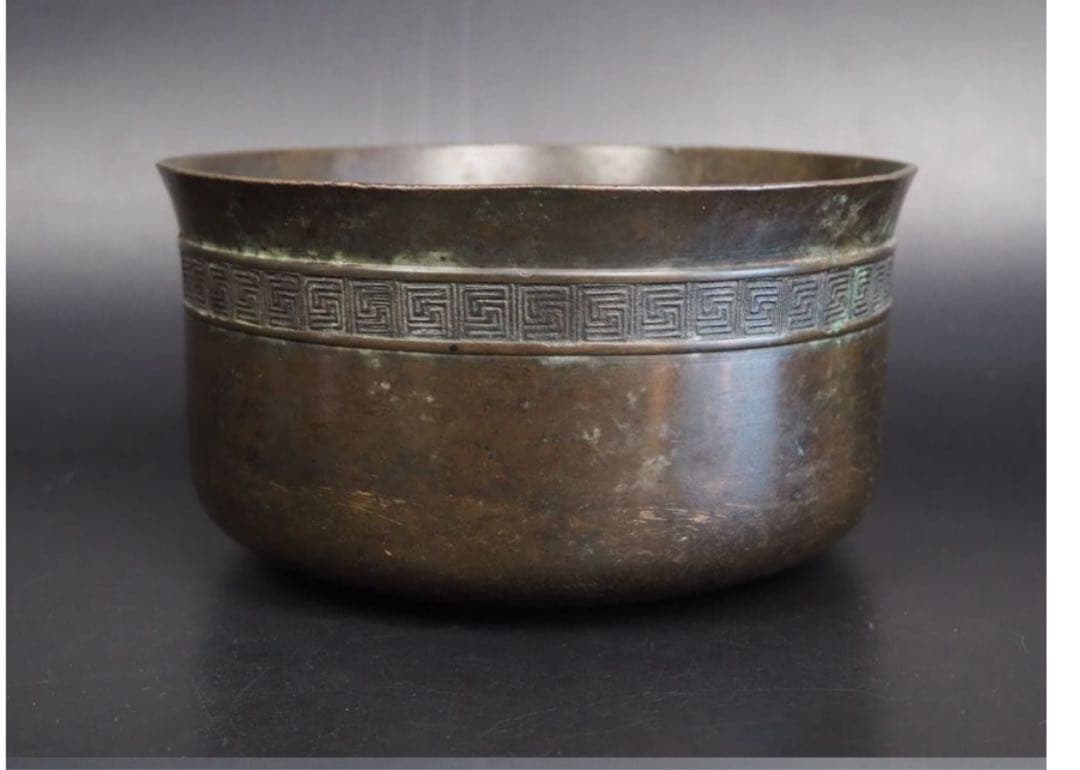 送料無料　江戸時代　砂張り　古銅建水　煎茶道具　検/銀瓶鉄瓶茶托茶壺古錫玉川堂