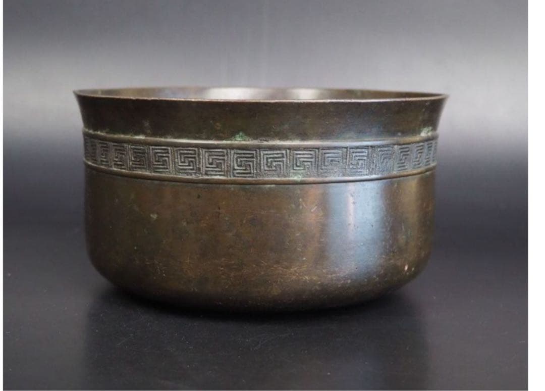 送料無料　江戸時代　砂張り　古銅建水　煎茶道具　検/銀瓶鉄瓶茶托茶壺古錫玉川堂