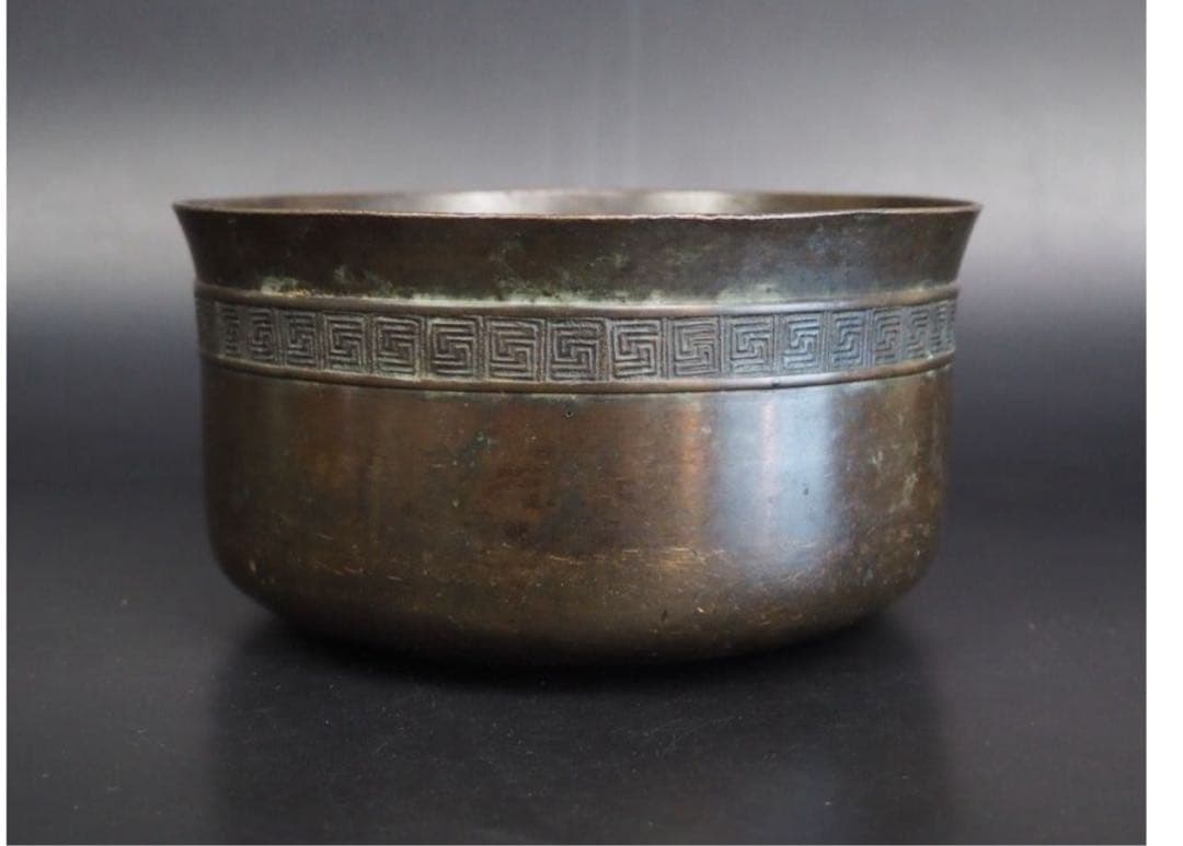 送料無料　江戸時代　砂張り　古銅建水　煎茶道具　検/銀瓶鉄瓶茶托茶壺古錫玉川堂