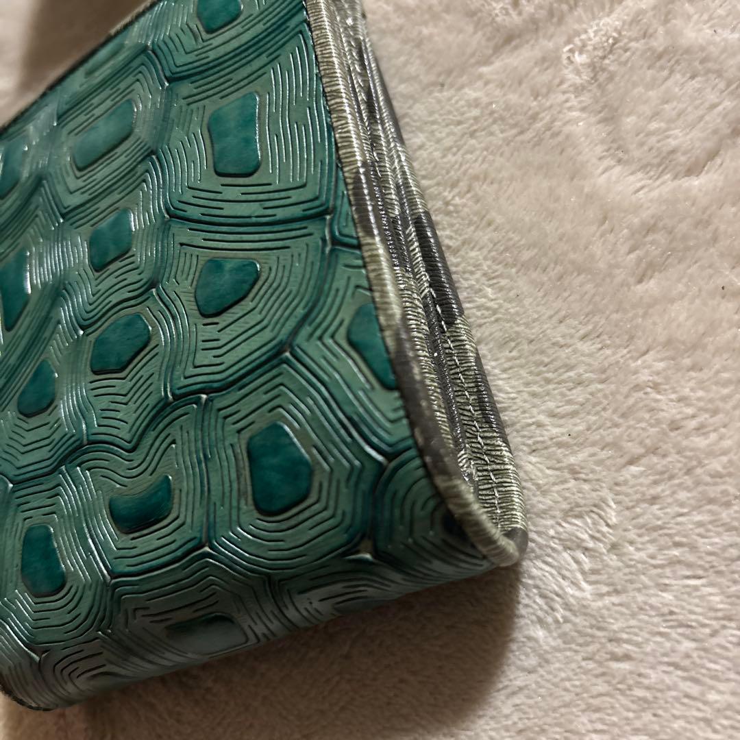USED HIROKOHAYASHI コラボラツィオーネ二つ折り財布　亀甲柄　緑
