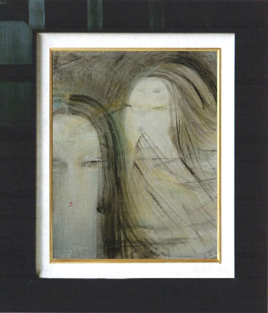 油絵 絵 絵画 インテリア 額付(黒) F6-050413 人物 女性像