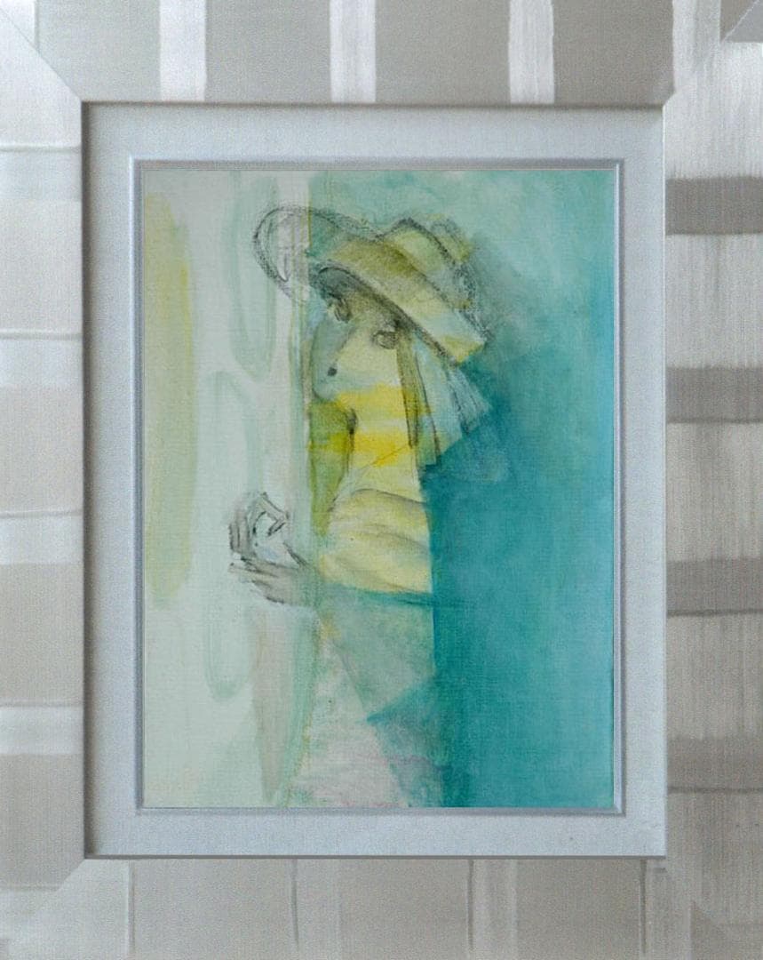 油絵 菅家令子 絵 絵画インテリア 額付(黒) F4-071012 人物 女性