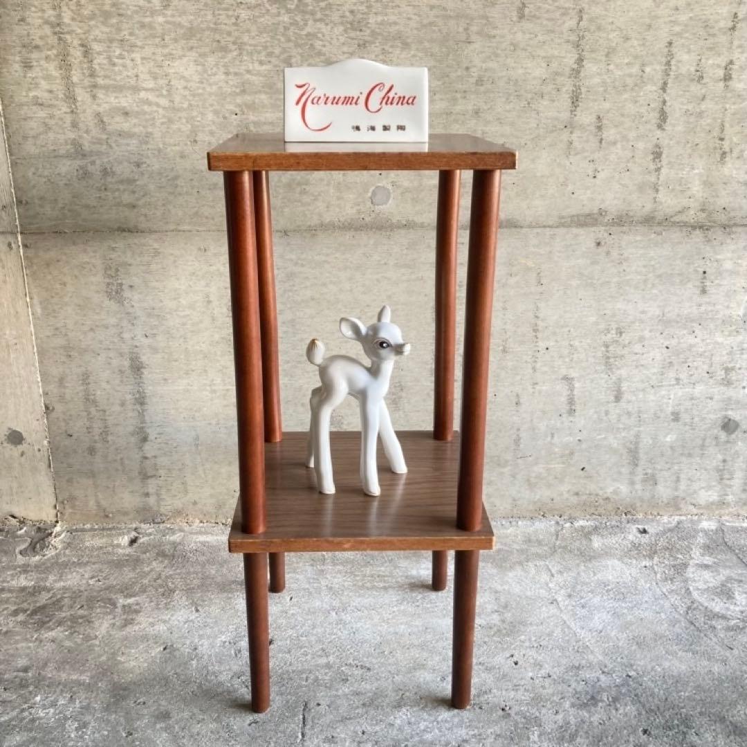 木製 ラック 飾り棚 電話台 サイドテーブル 花台 2段 木目調 昭和レトロ