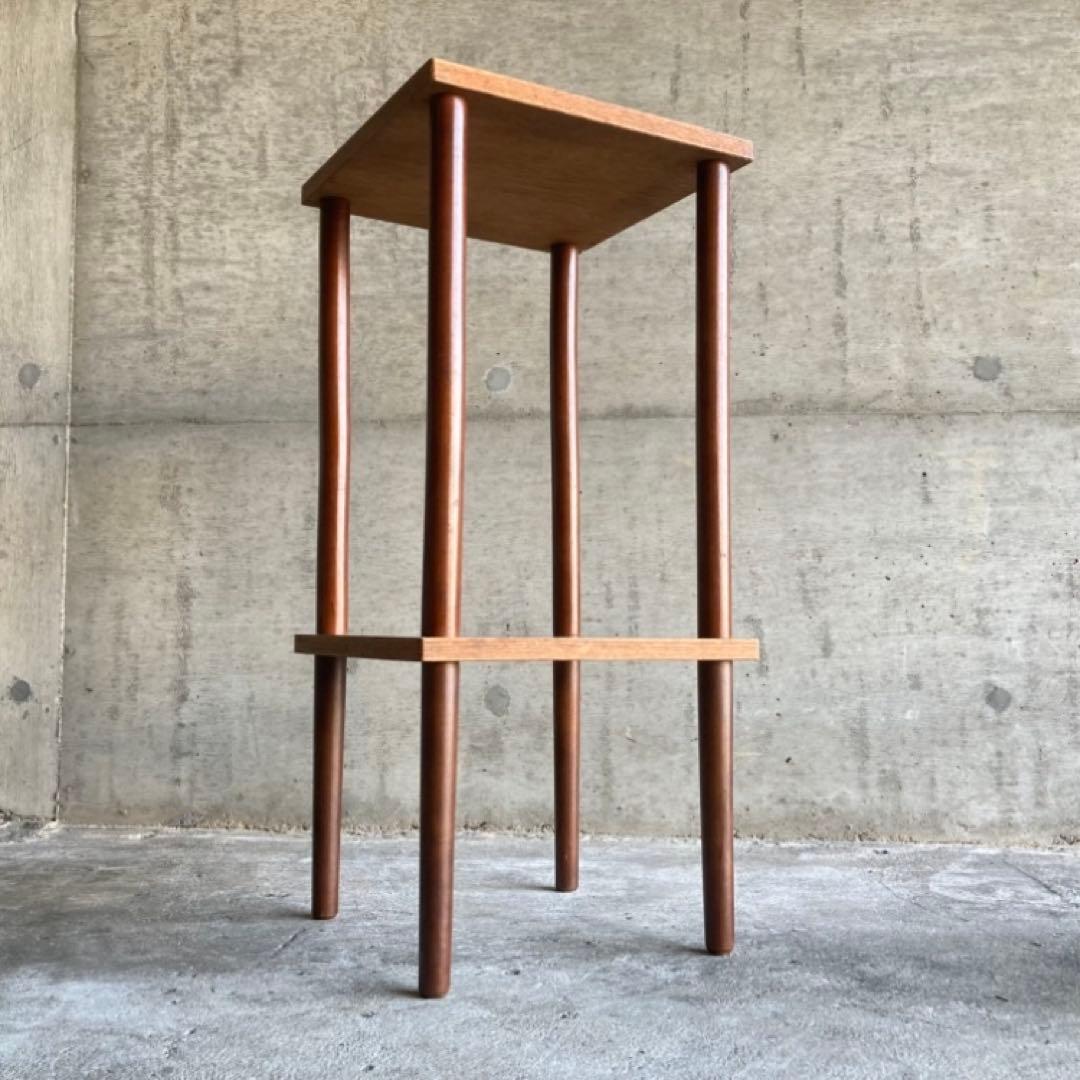 木製 ラック 飾り棚 電話台 サイドテーブル 花台 2段 木目調 昭和レトロ