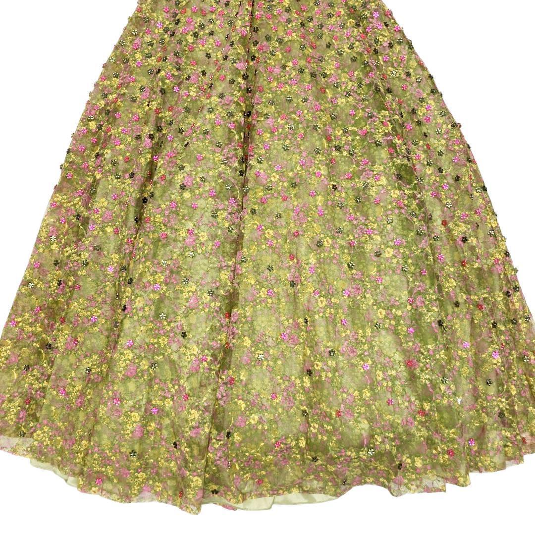 JOVANI ジョヴァニ フラワーモチーフビジュー ロングドレス