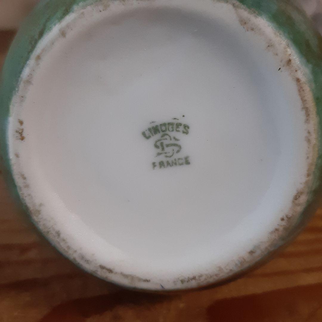 No4707 リモージュ　フランス　鶴首花瓶　高さ21cm 陶磁器　送料無料