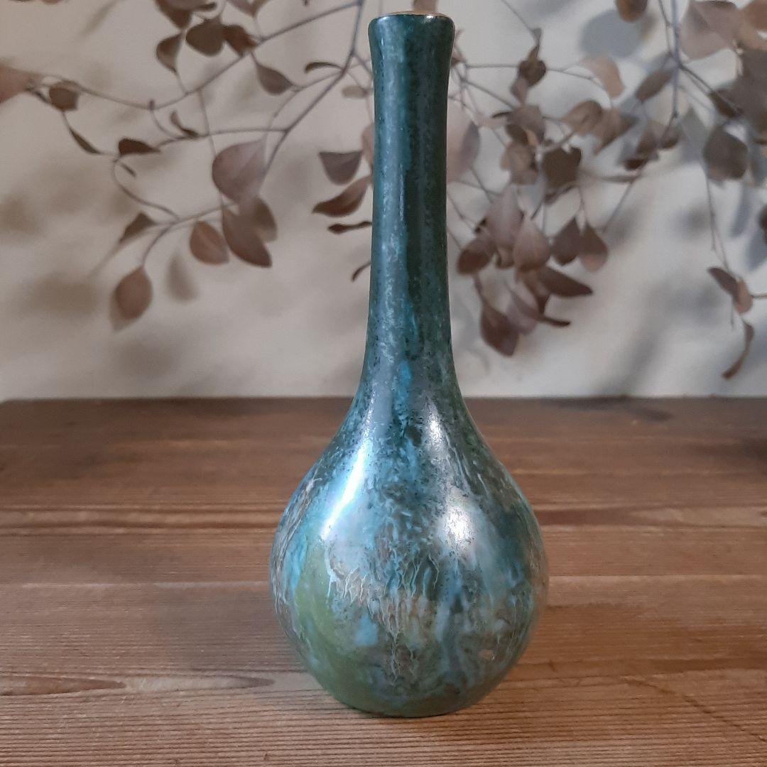 No4707 リモージュ　フランス　鶴首花瓶　高さ21cm 陶磁器　送料無料