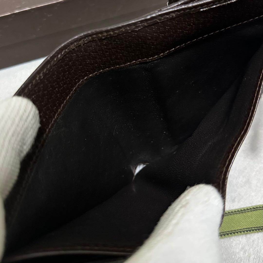 GUCCI グッチ　折り財布　メタルロゴ　キャンバス　GG ブラウン