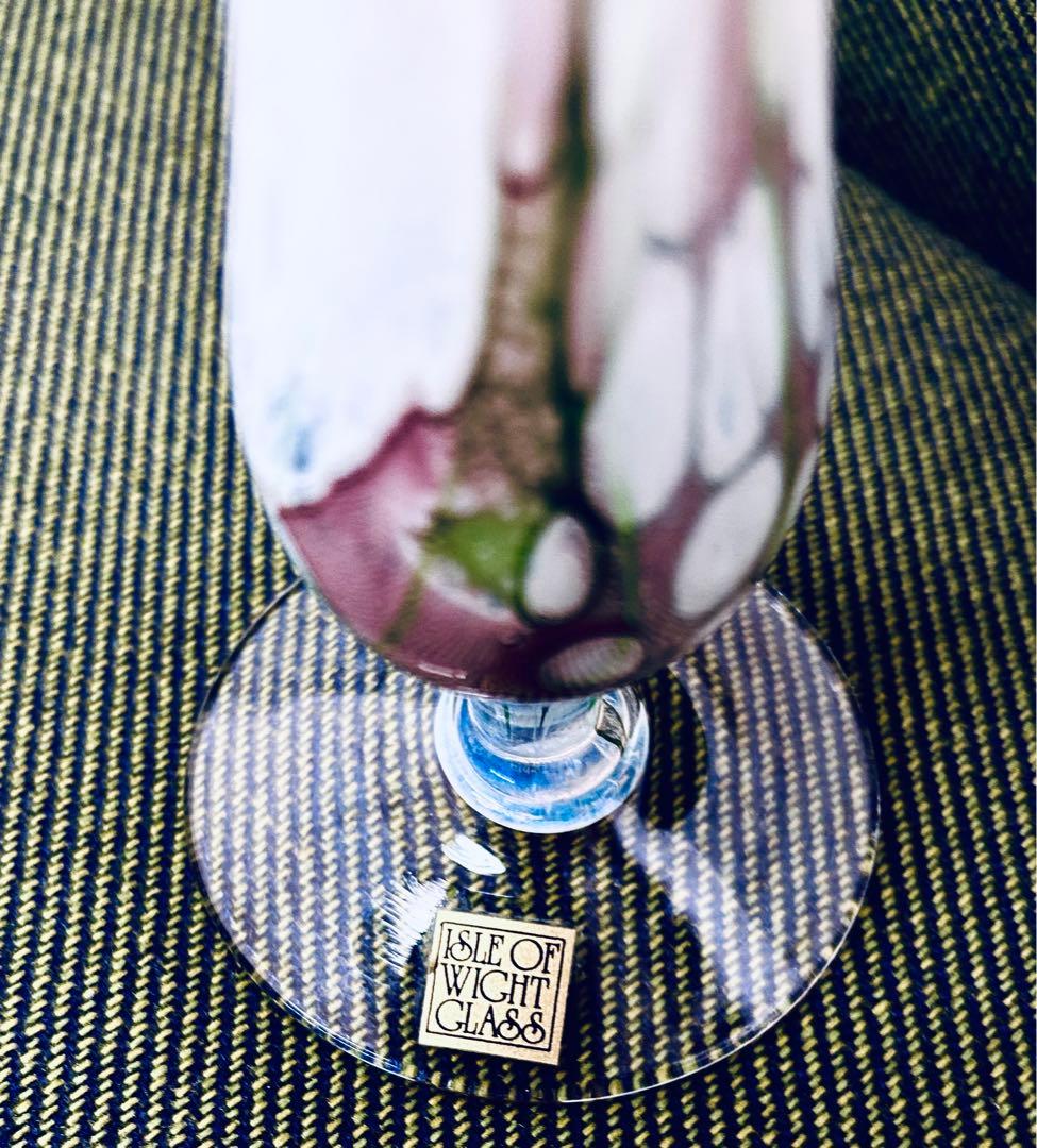 英国 Isle of wight glass アートガラス 花瓶　一輪差