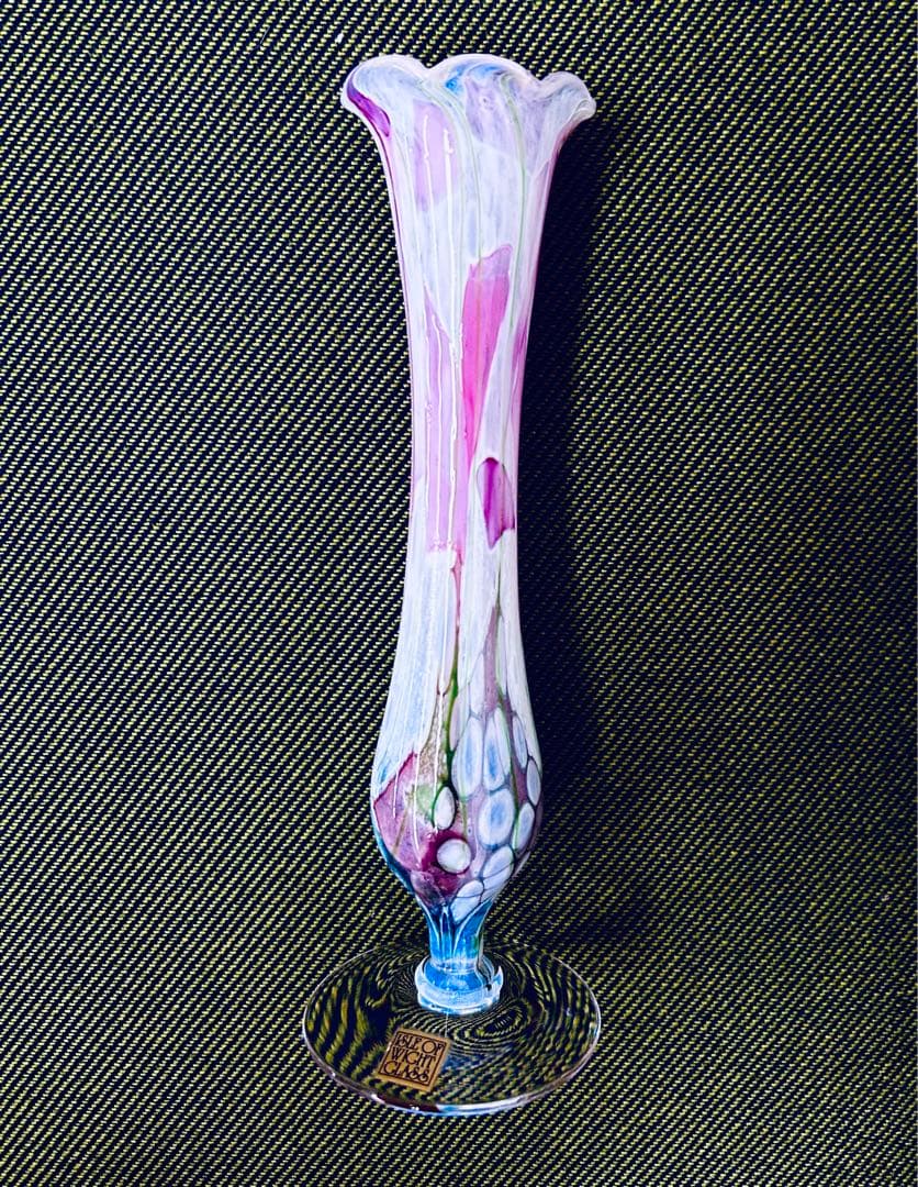 英国 Isle of wight glass アートガラス 花瓶　一輪差