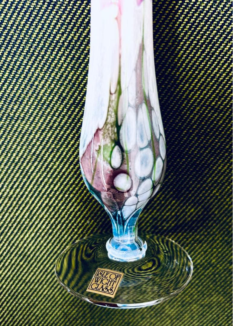 英国 Isle of wight glass アートガラス 花瓶　一輪差