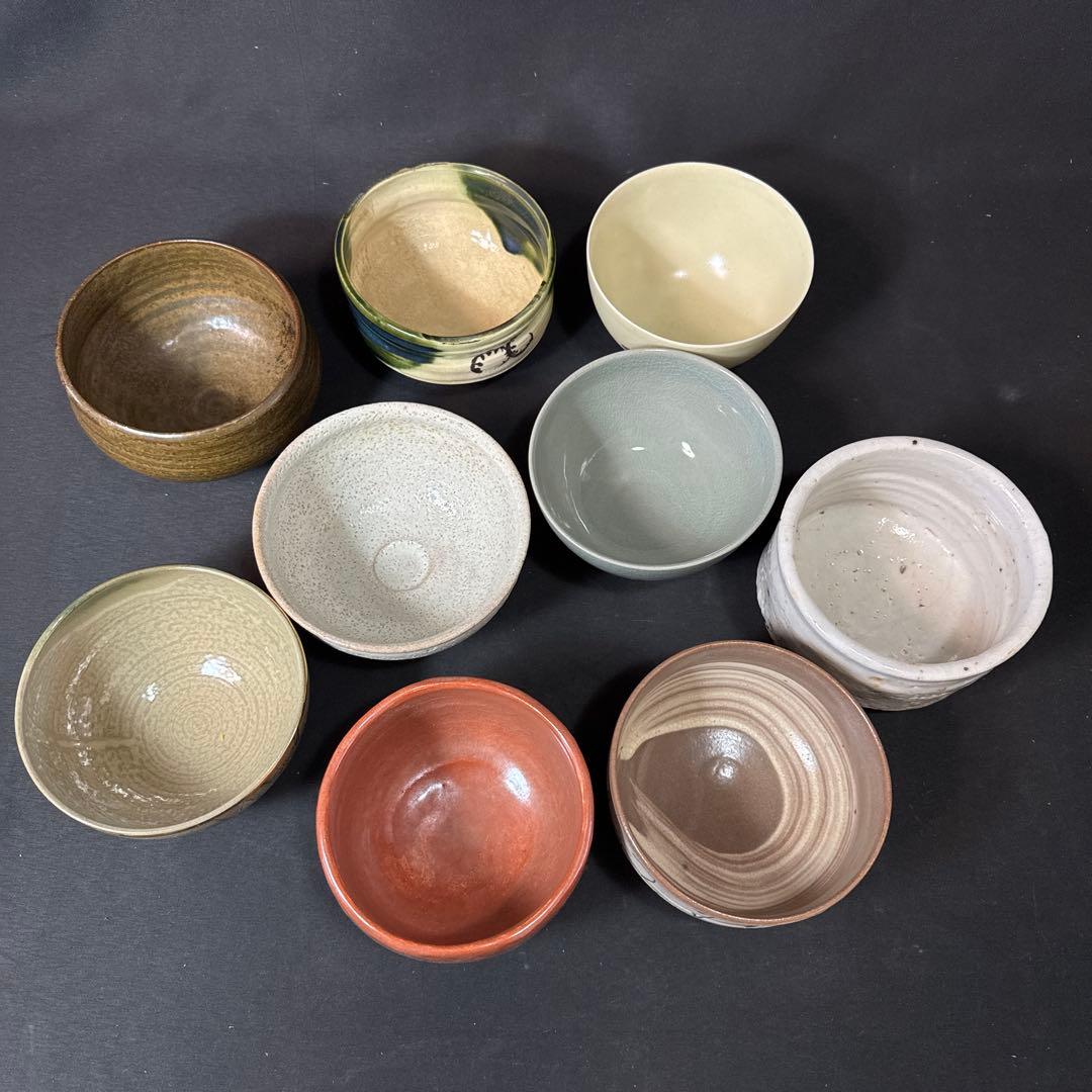 H18 送料無料　茶碗　9点　抹茶碗　在銘　箱無　まとめて　茶道具　陶器