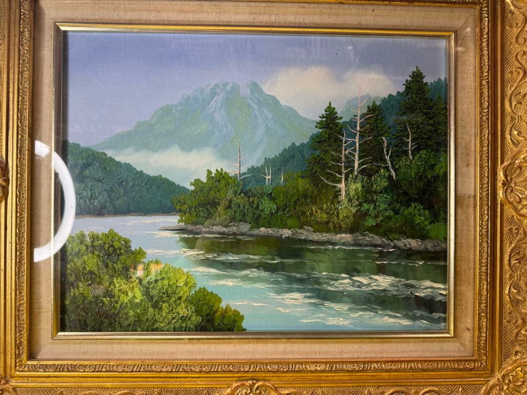 真作保証■油彩■塚田國次■焼岳■実力作家・壮大風景■額付絵画