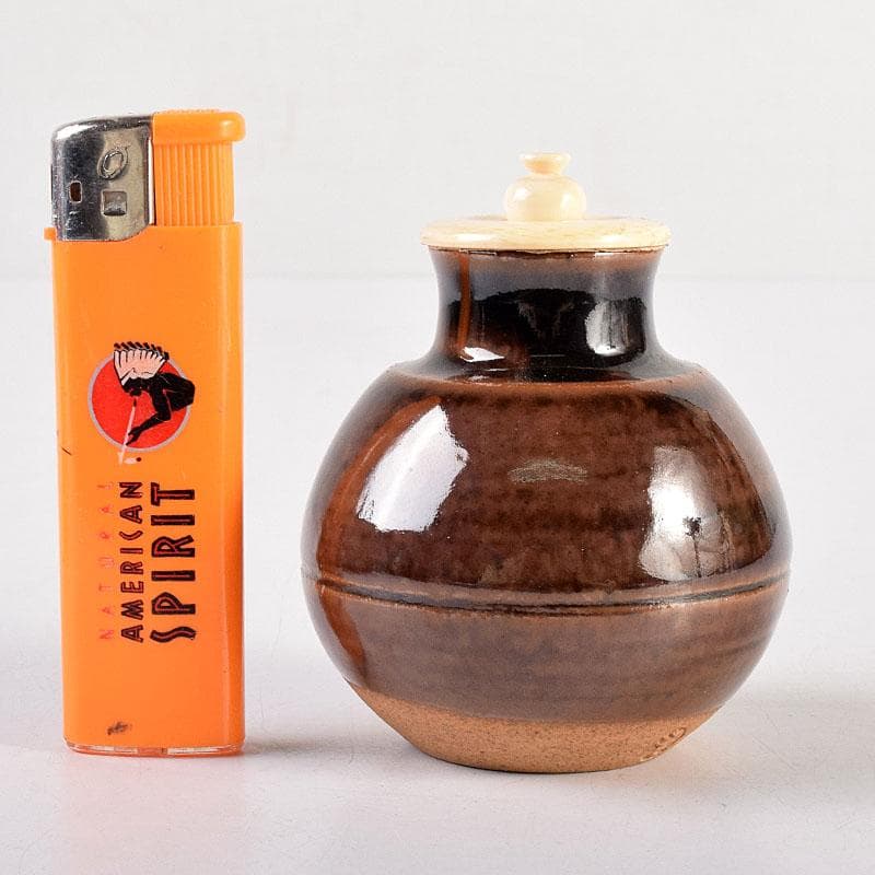 茶道具　膳所焼　淡海ぜぜ　陽炎園造　茶入　仕覆付　共箱　V　7929