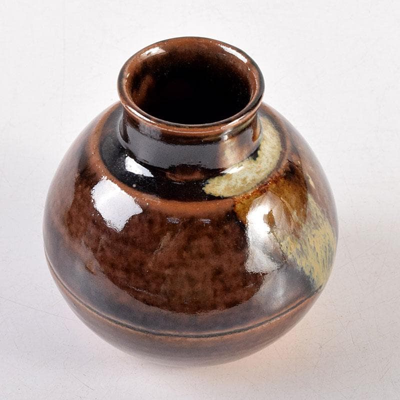 茶道具　膳所焼　淡海ぜぜ　陽炎園造　茶入　仕覆付　共箱　V　7929