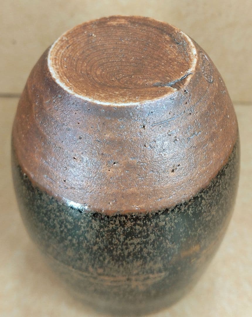 【本物保証】山口錠鉄(二代) 古瀬戸肩衝茶入 共箱 仕覆 牙蓋 未使用品 瀬戸焼