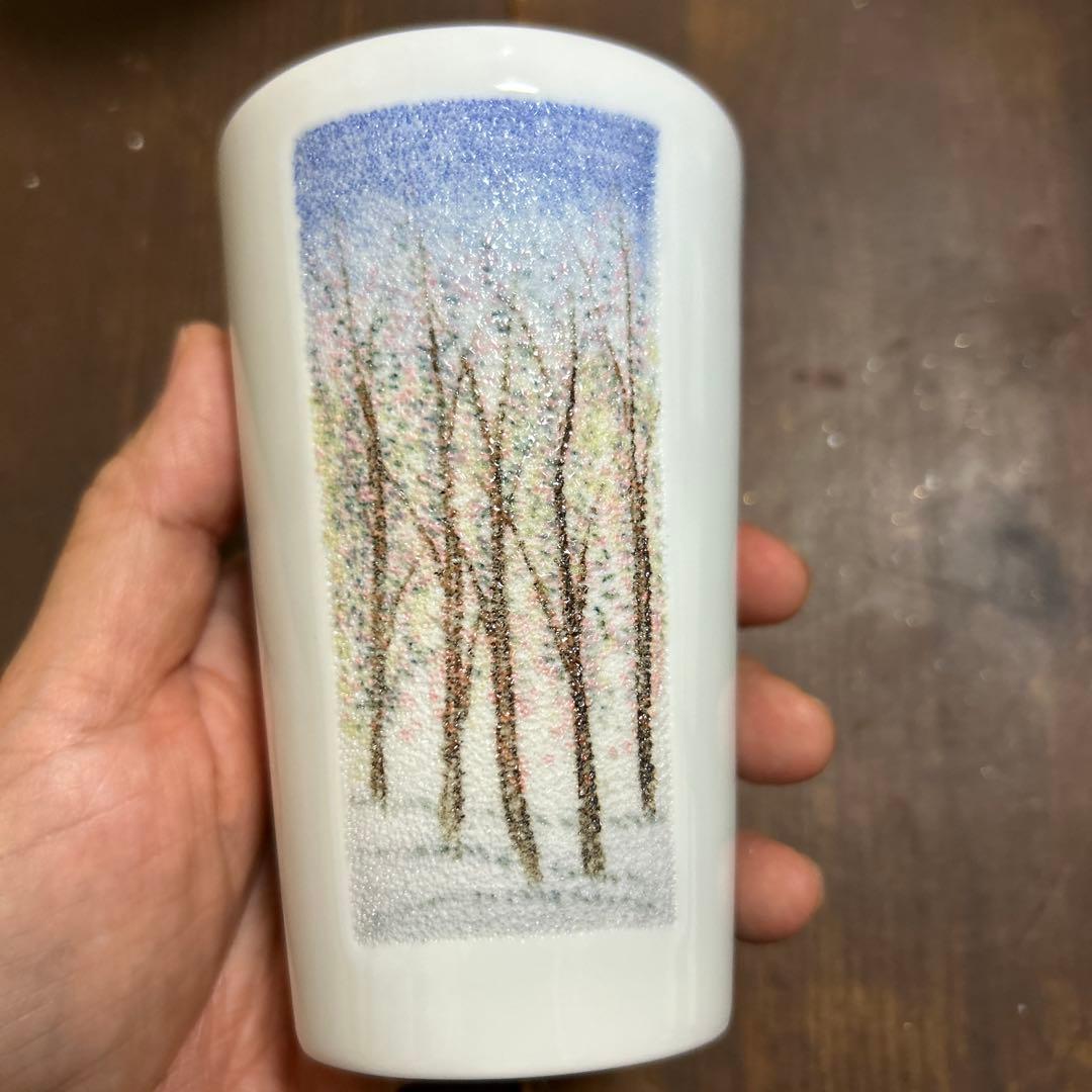 有田焼(中仙窯)人間国宝 井上萬二　弟子 中尾恭純　色彩点刻象嵌　洋杯　ペア