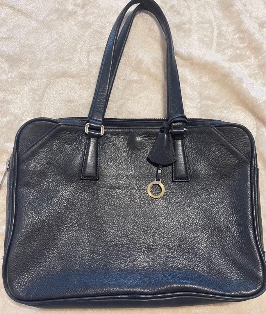 アニアリ　レザー ビジネス　トートバッグ　ネイビー