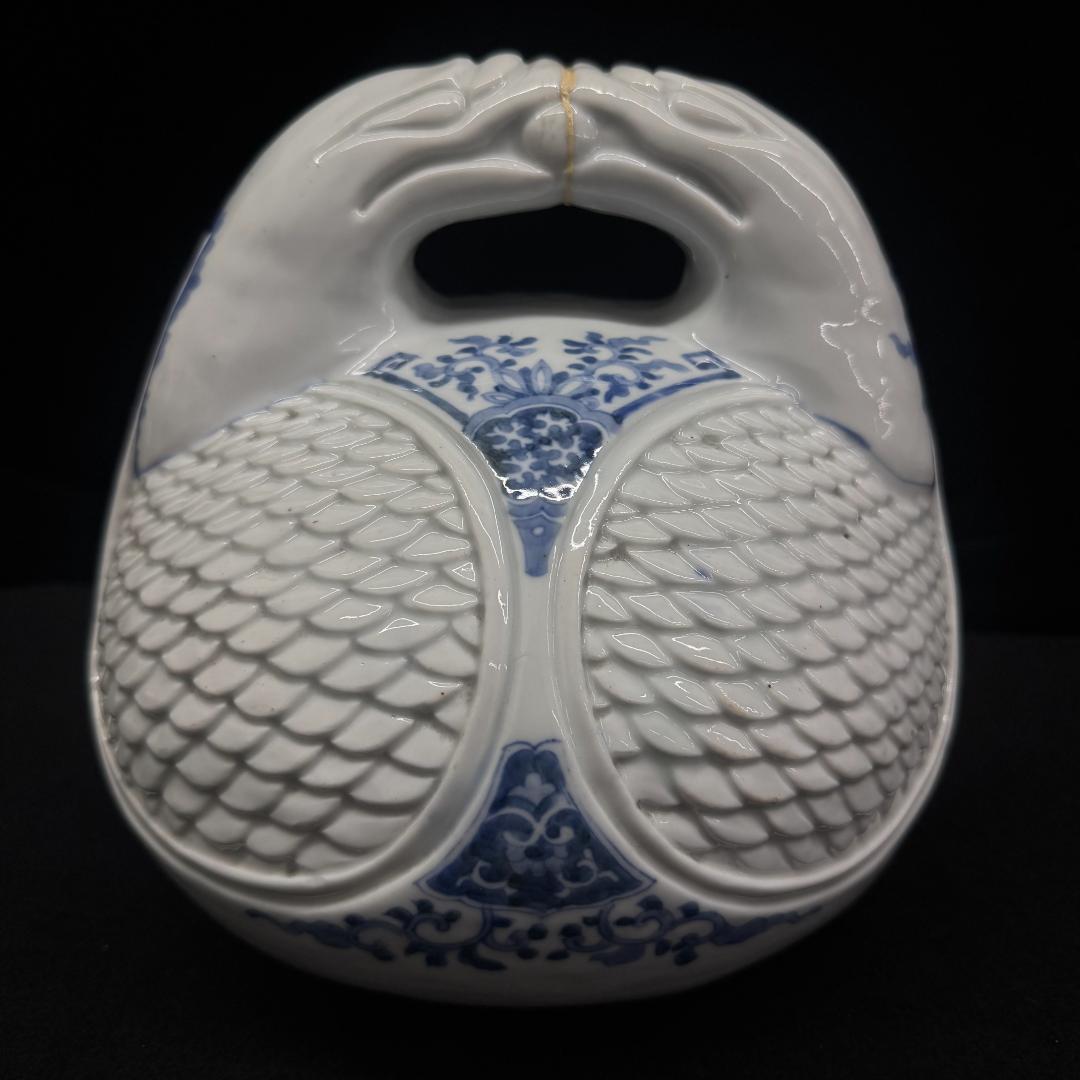 希少！平戸焼　染付　木魚形　手焙 古美術品 時代物