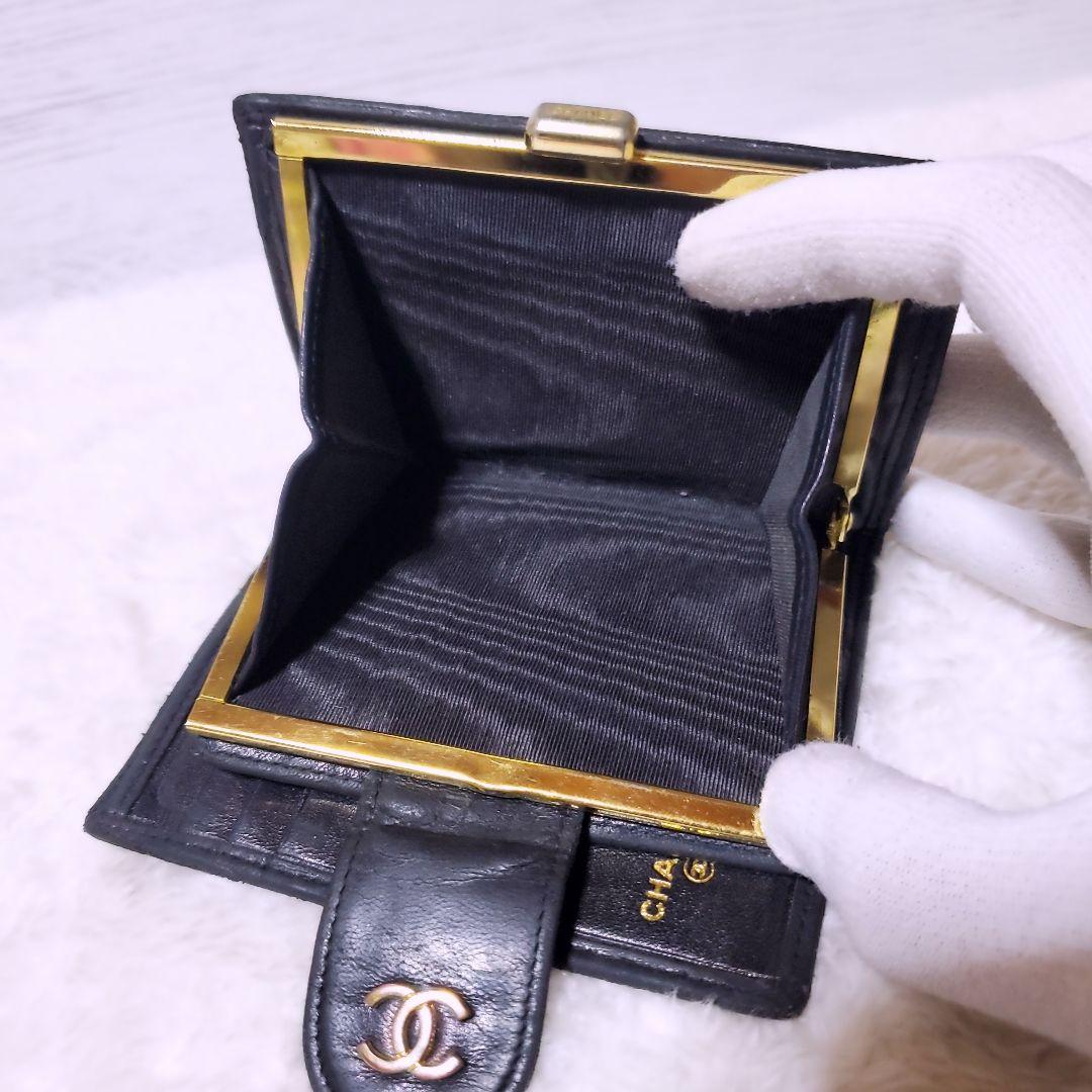 シャネル 折財布 ラムスキン ビコローレ ブラック 黒 ココマーク