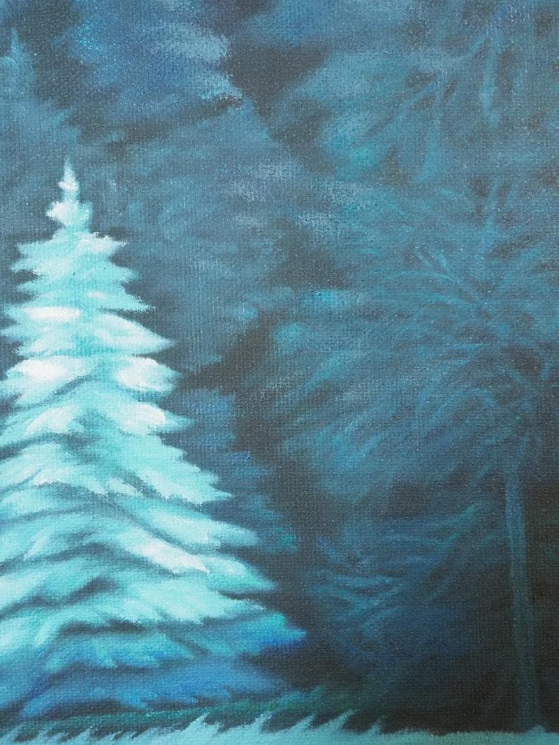 風景画　東山魁夷　聖夜　M10　額付き　手描き　肉筆