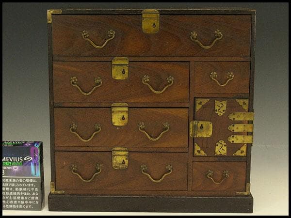 可愛い 桑材 小箪笥 引き出 小物入 和家具(LC335)