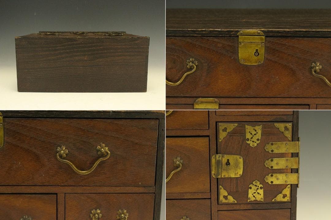 可愛い 桑材 小箪笥 引き出 小物入 和家具(LC335)