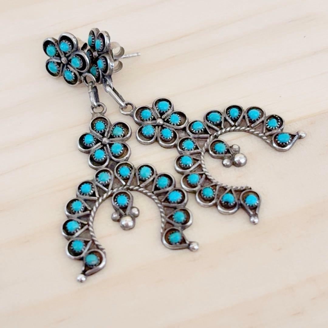 ズニ族 ナジャ ターコイズ ピアス ニードルポイント インディアンジュエリー