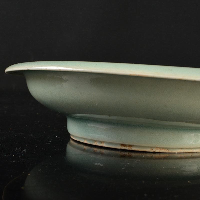 有田焼　初期有田　鍋島青磁　柴垣柳文鉢　高足皿　時代箱付　V　R6606