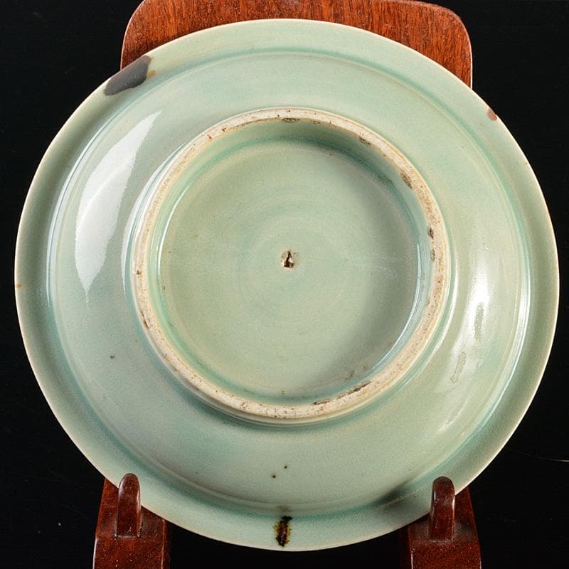 有田焼　初期有田　鍋島青磁　柴垣柳文鉢　高足皿　時代箱付　V　R6606