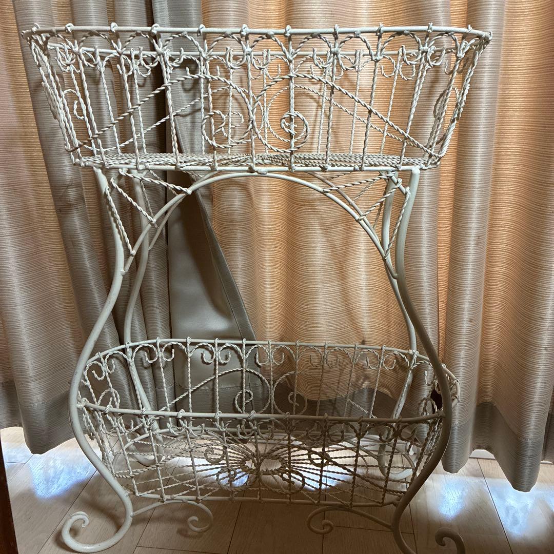 ロココ調アンティークチェスト収納ホワイトスタンド二段式姫系